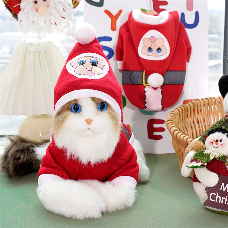 Ropa navideña para mascotas, perros pequeños y grandes, ropa navideña para mascotas, osito de peluche, ropa acolchada de algodón, otoño e invierno, alce viejo divertido_voghion.com