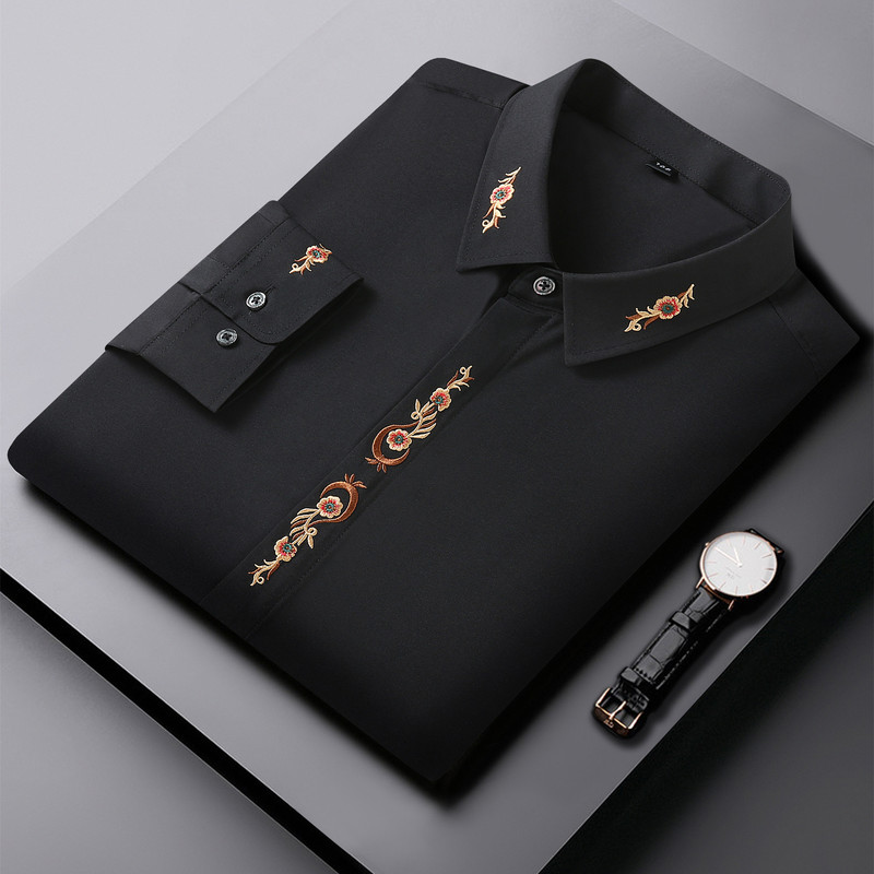 Amazon plus size Long Sleeve Shirt Men's Spring and Autumn Plus Size Business Casual Distinctive Embroidered Shirt Fat Guy Shirt Amazon plus size Long Sleeve Shirt Men's Spring and Autumn Plus Size Business Casual Distinctive Embroidered Shirt Fat Guy Shirt