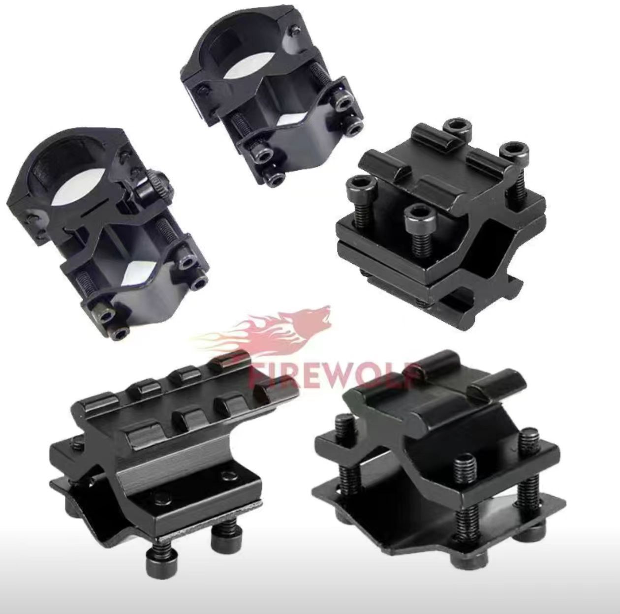 瞄夹具20mm导轨夹12/16/20mm管径低管夹倍镜支架激光手电夹瞄具