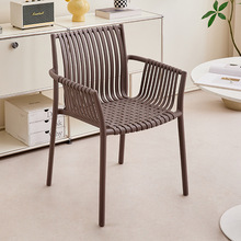 户外塑料椅子简约靠背椅家用扶手餐椅咖啡厅休闲椅阳台庭院花园椅