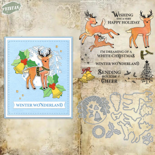 Original Design Christmas Deer Silicone Transparent Seal Embossed Carbon Steel Knife Mold Handbook Decorative Seal Stamp Wholesale