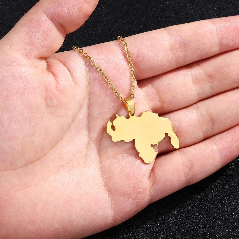 Electroplating Gold Plating Process Simple Style Map Titanium Steel Unisex Pendant Necklace