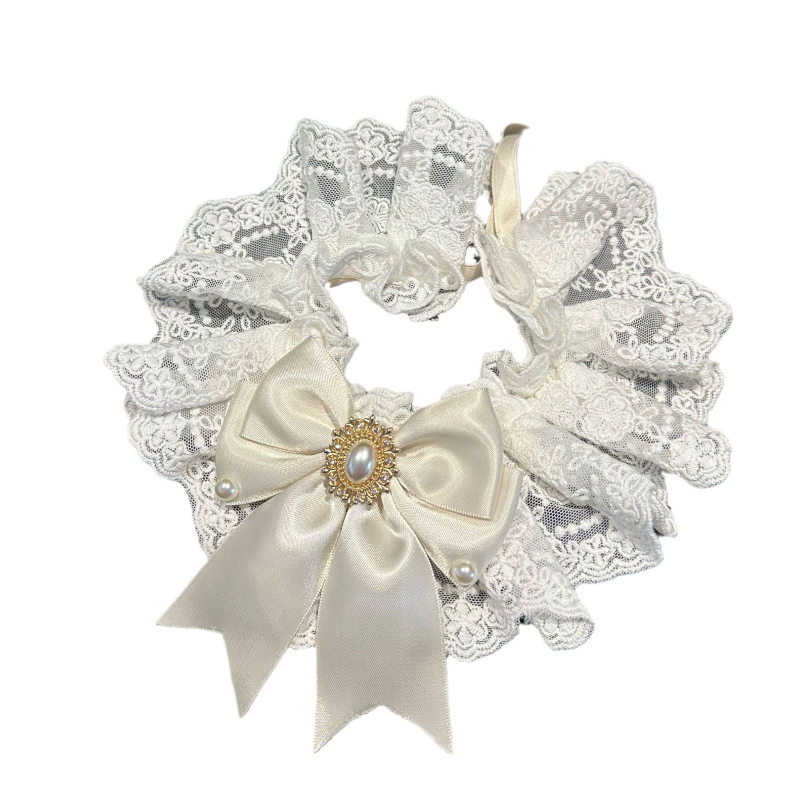 Boda blanca explosiva mascota toallas de saliva gato matrimonio arco collar perro alto buckle buckle