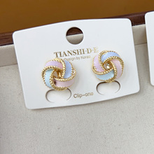 无洞耳夹 2025春款气质滴釉同心结耳钉女耳针法式设计感耳环