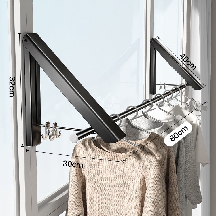 알루미늄 건조 랙-80cm 극이있는 블랙 2