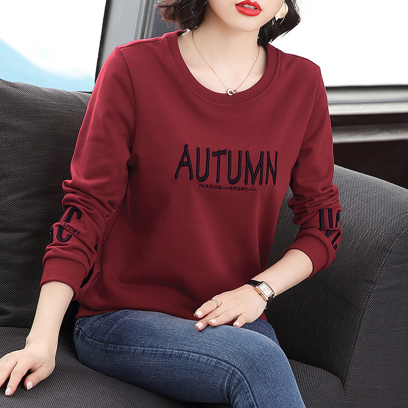 Autumn and Winter New Women's Sweater T-Shirt Korean-style Loose Large Size Middle-aged Mother's Western Style Base Shirt Top for Women