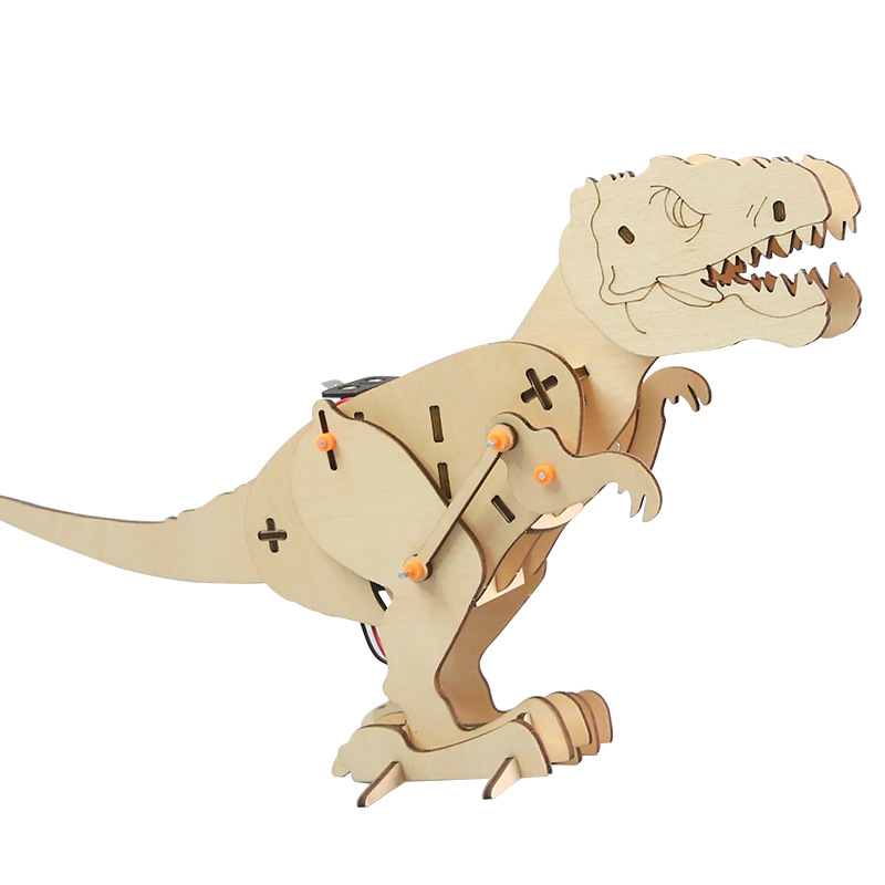 Puzzles mecánicos de madera Tiranosaurus diy tecnología pequeña producción de juguetes de enseñanza de ciencias biónicas regalo del día de los niños