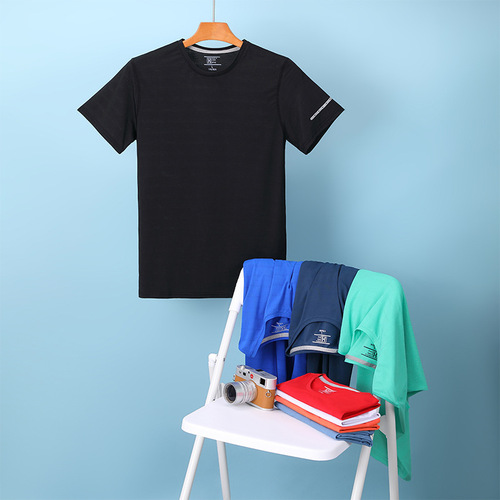 Spandex quick-drying T-shirt customized logo work clothes sports round neck short-sleeved customized cultural advertising shirt workwear printing