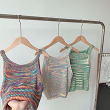 彩虹针织小吊带背心女内搭外穿2023夏季新款设计感小众无袖上衣潮