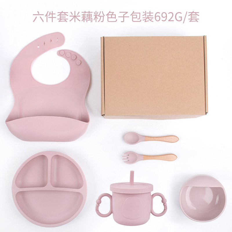 Placa de almuerzo de ventosa resistente a caídas de silicona de grado alimenticio Dumo Baby Juego de tazón Placa de almuerzo de silicona