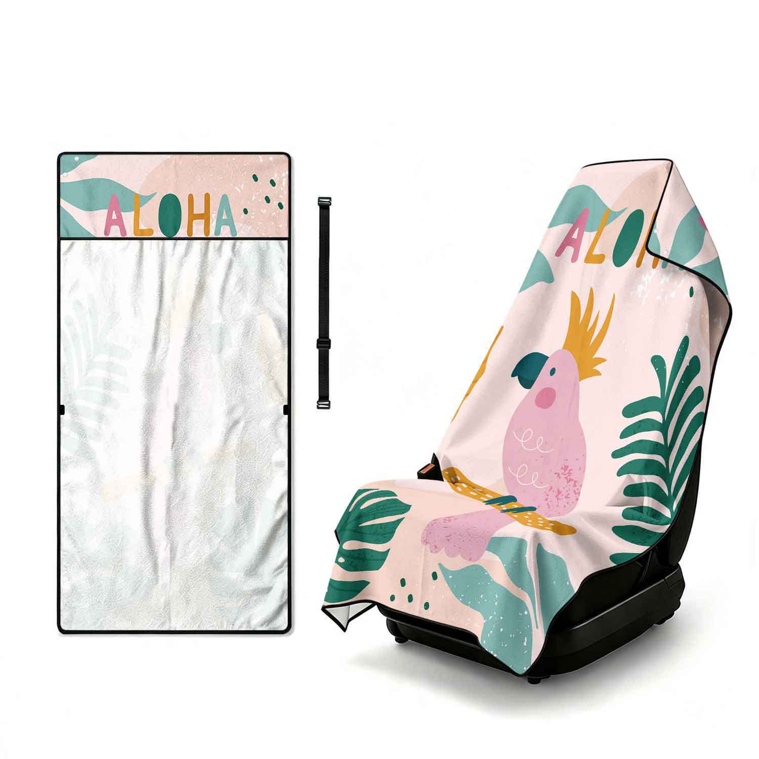 Summer bath towel and car seat cover 2-in-1, ultra-fine fiber outdoor beach and car dual-use universal seat cushion