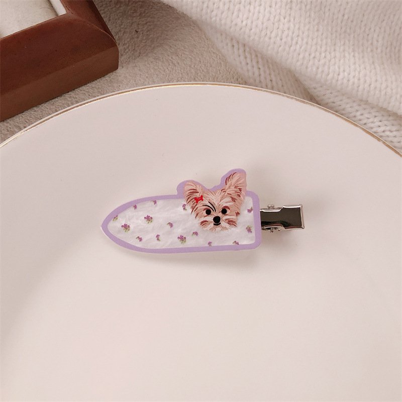 Lindas pinzas para el cabello de par de cachorros para mascotas, pinzas sin marcas de corazón de niña linda, pinzas de flequillo dulces y versátiles, accesorios para el cabello de dibujos animados