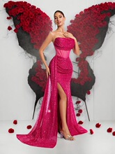 I 57670 Sequin Slit Evening Gown ��Ƭ���Y�� ���R�d�羳�W����