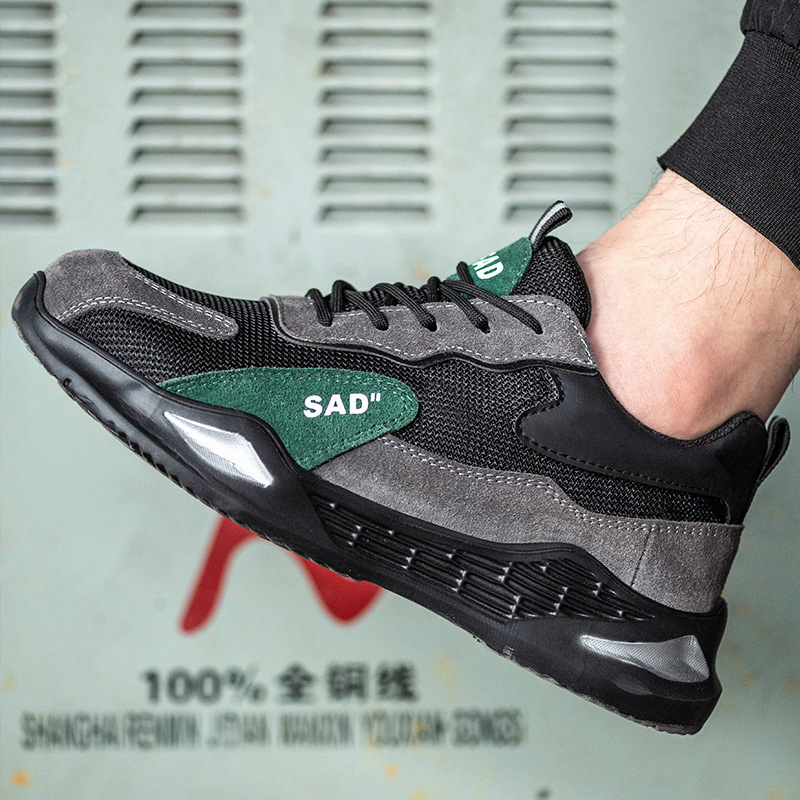 Flying Woven Labor Protection Shoes Anti-smashing and Anti-piercing Work Shoes Wear-resistant Anti-slip Shoes Site Breathable Safety Shoes Men's Shoes Labor Protection Shoes