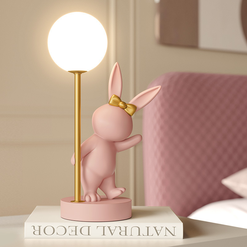 Rabbit Decorative Table Lamp Bedroom Bedside Lamp Girl Desk Atmosphere Night Light Creative Wedding Birthday Gift Ornaments