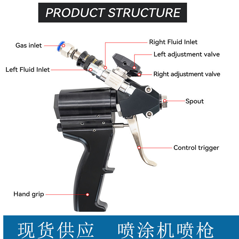 水池游泳池防水双组份聚氨酯喷涂机喷枪钢材板材罐体聚脲喷涂喷枪