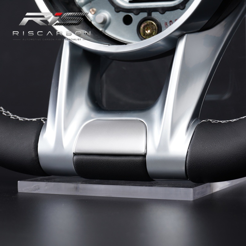 Compatible with Mercedes-Benz white label full leather black silver button steering wheel W204 W205 W207 W211 W213 W221
