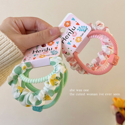 Colorful telephone cord hair rope female forest fairy beauty hair tie rubber band head rope high elasticity does not hurt the hair small intestine hair ring
