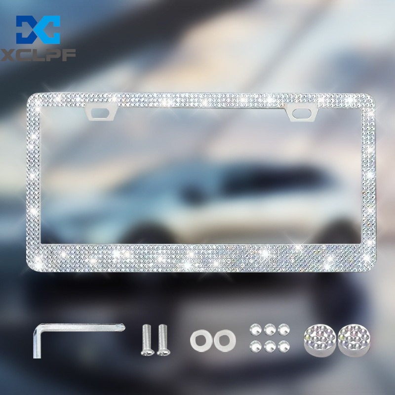 American, Canadian and Mexican Universal Diamond License Plate Frames, Three Styles of Plastic Acrylic Diamond License Plate Frames