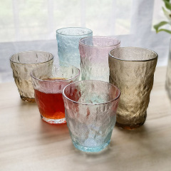 Ins Glacial Pattern Glass Cup Household Water Cup Gradient Color High-end Beauty Men and Women Summer Juice Beverage Cup Beer Cup