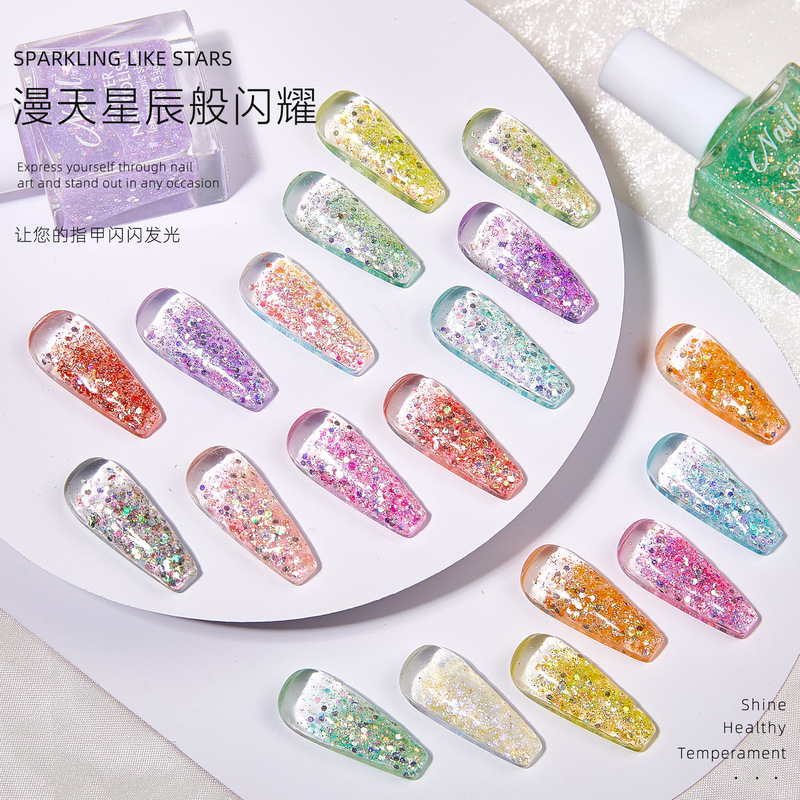 Foreign trade best-selling shredded silver series bake-free quick-drying white flash high sparkle powder sequins nail polish wholesale Foreign trade best-selling shredded silver series bake-free quick-drying white flash high sparkle powder sequins nail polish wholesale