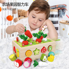 Cross-border wooden multi-functional pull-potato farm fruit shape matching cognition toy for children's early education