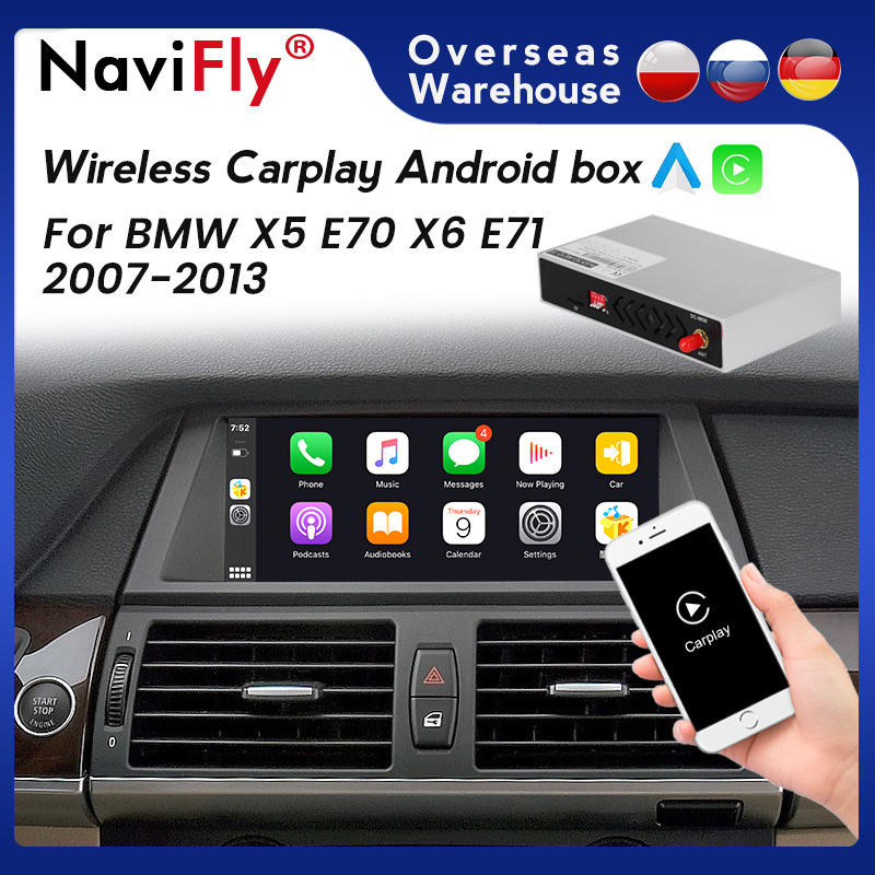 For BMW X5 E70 X6 E71 original car screen upgrade Plug and Play Wireless CarPlay Android Auto box