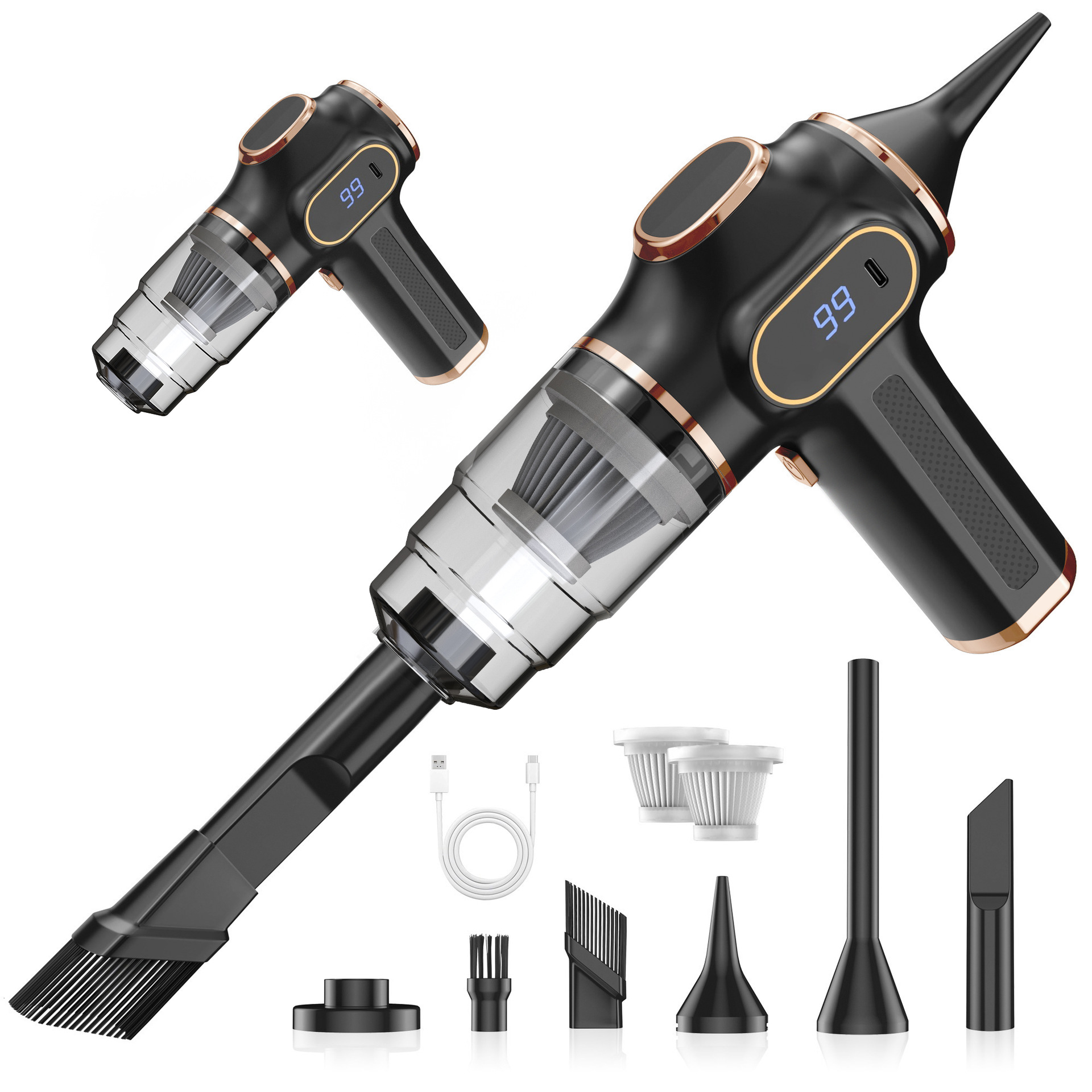 Car Vacuum Cleaner, Small, High Suction Power, Household and Car Use, Portable, Inflatable, Dual-Purpose, Handheld Car Dust Blower, Wholesale