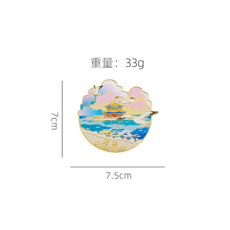 【青島シリーズ】冷蔵庫に金属エナメル磁気吸引ビール文化冷蔵庫を貼って山東観光記念品を飾る|undefined