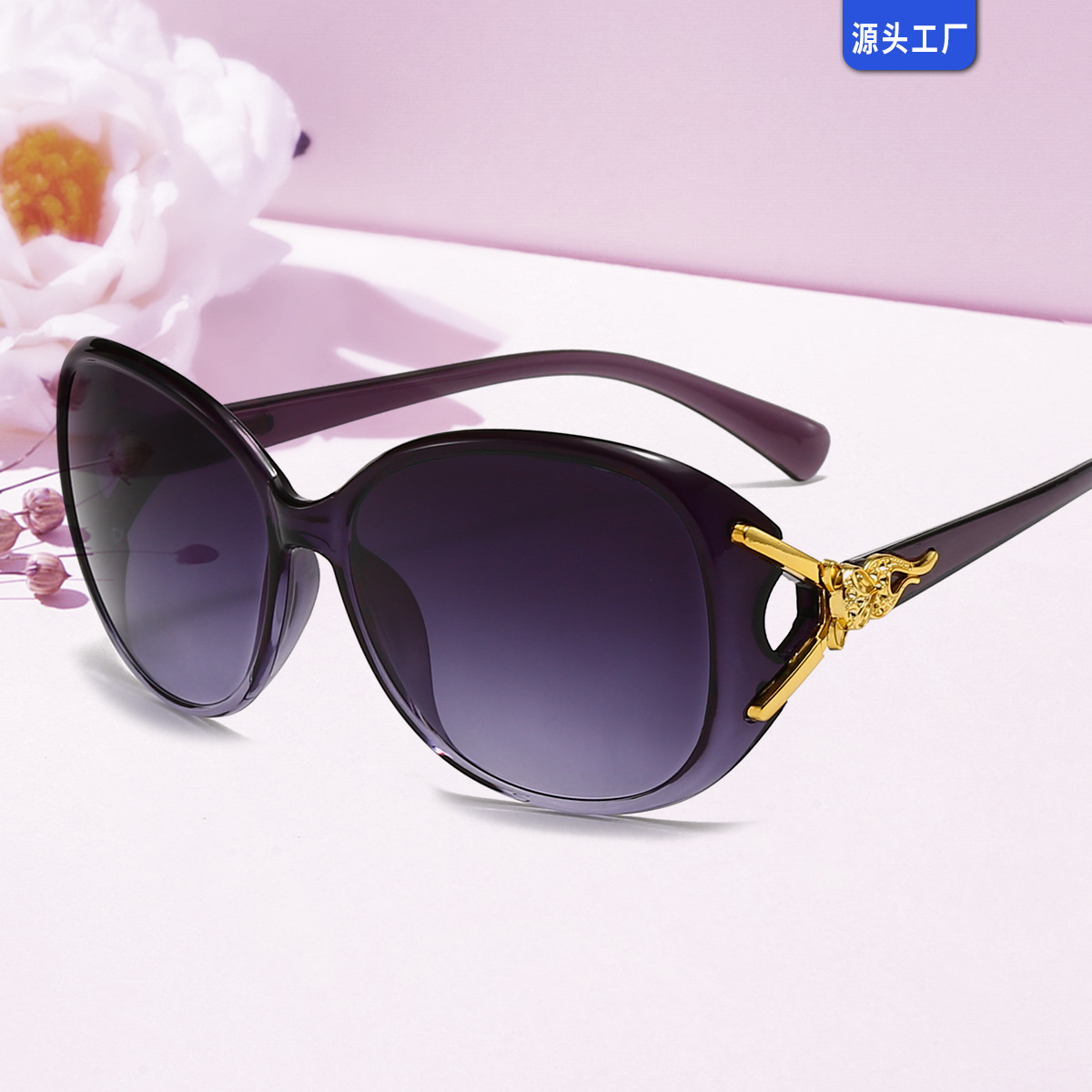 Classic Fox-Head Sunglasses, Fashionable Women's Large-Frame Anti-Uv Glasses, Suitable for Street Vendors at Night Markets