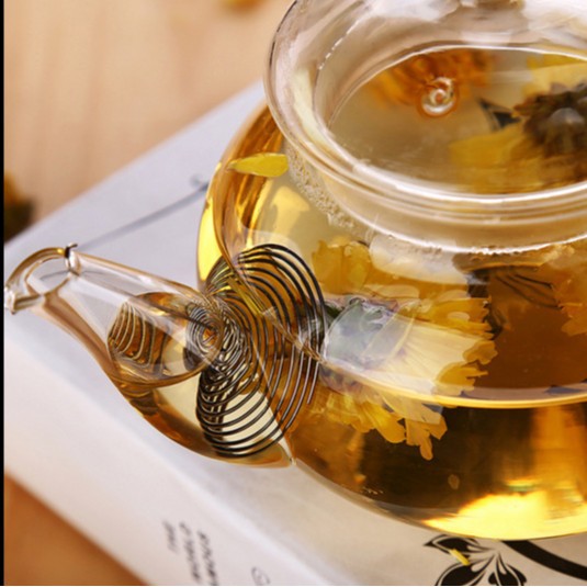 Estufa té hirviendo juego de té de vidrio resistente al calor tetera de flores y plantas tetera con forro de filtro exquisita tetera de pequeña capacidad