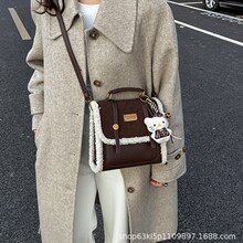 学院风磨砂双肩包女2025新款复古剑桥风学生书包秋冬百搭毛毛背包