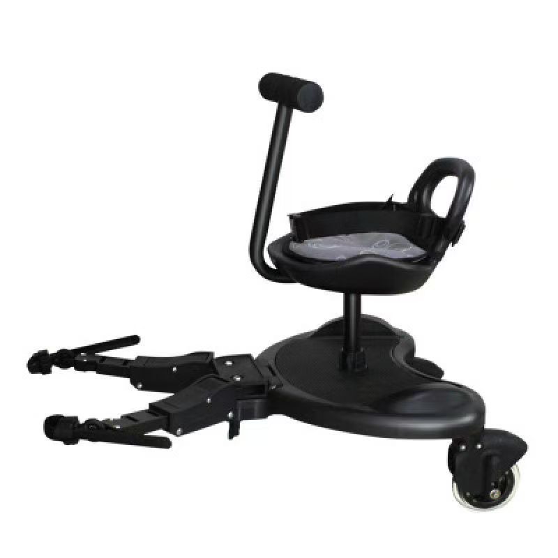This baby stroller is a must-have for families with two children. It includes a universal accessory footrest, can accommodate both children, and has a small tail section.