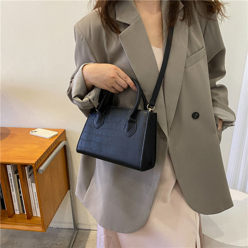  new style retro texture simple women's bag fashionable stone pattern crossbody bag ins small square bag fashion handbag