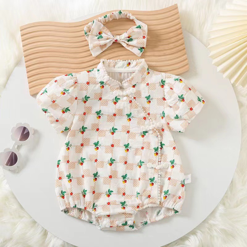 Ropa de verano para niñas, ropa fina, pijamas florales, mameluco de manga corta de verano para bebés recién nacidos