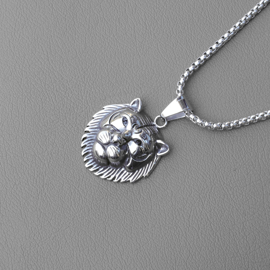Titanium Steel Tiger Head Necklace Personalized Unisex Pendant_voghion.com