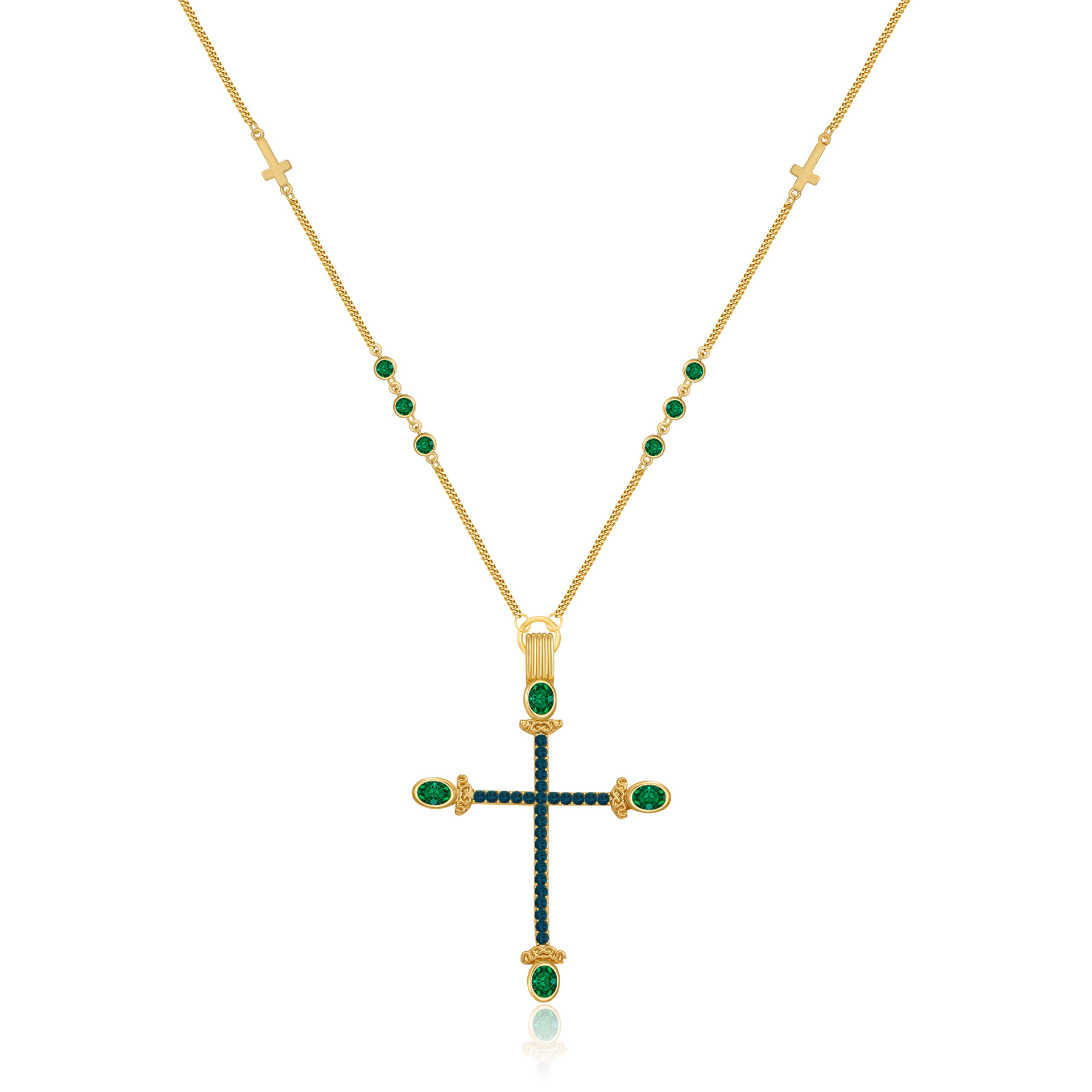 europe-and-the-united-states-cross-border-creative-light-luxury-necklace-cross-necklace-temperament-color-zircon-clavicle-chain-simple-jewelry-women europe-and-the-united-states-cross-border-creative-light-luxury-necklace-cross-necklace-temperament-color-zircon-clavicle-chain-simple-jewelry-women
