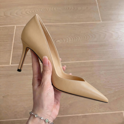 2687 European and American style sexy pointed shallow mouth banquet high heels thin heels for women, one foot no fatigue