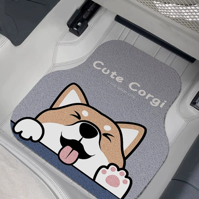 Universal Foot Pad — Decorative Floor Mats - cute-shiba-inu-front-row-5060cm-silk-circle-single-piece
