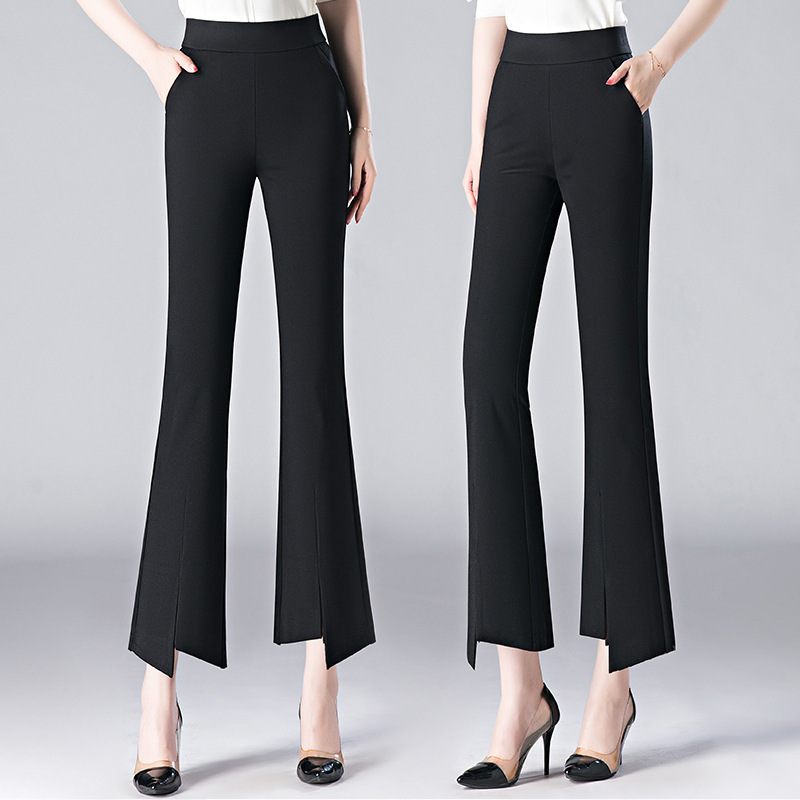 High Waist Pendant Flared Pants Women's Spring and Summer New Split Small Nine-point Fashion Casual Slim Long Pants 9X