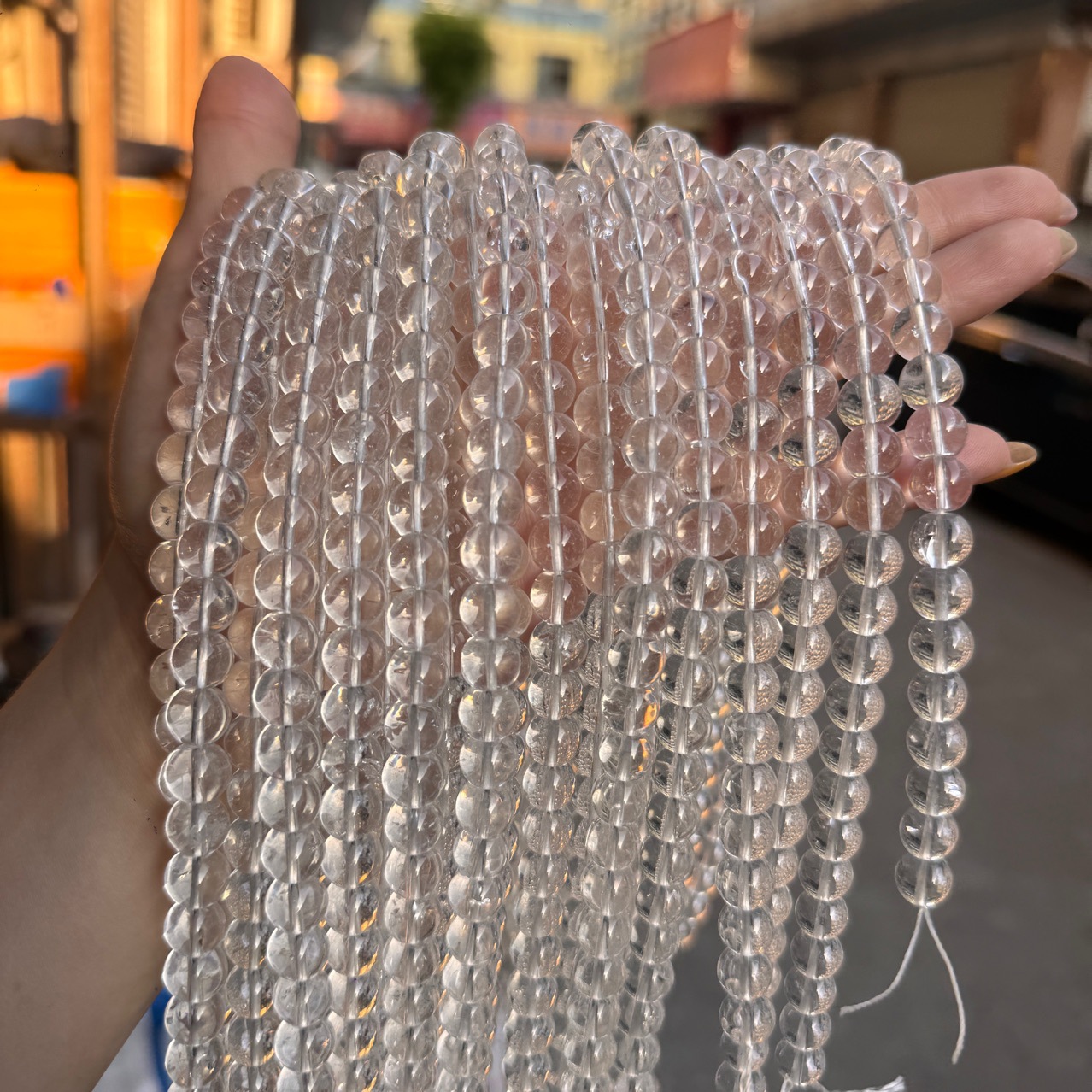 厂家批发白水晶长链散珠串珠压电白玻璃散珠DIY半成品配饰配件