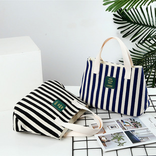 Factory wholesale 2021 New style striped canvas simple canvas bag small fresh striped shoulder bag portable women's bag