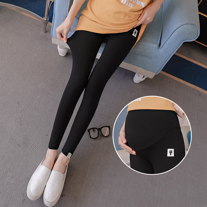 Maternity Leggings for Spring and Autumn, Trendy Slim-Fit Elastic Long Pants for Women, Suitable for Wearing Outside, with Belly Support, Thin Style