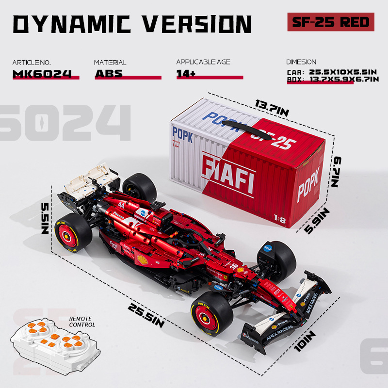 POPK MK6022 Martin F1 Fórmula galvanizado verde 1: 8 coche deportivo bloques de construcción para niños ensamblar juguetes de puzzle regalo