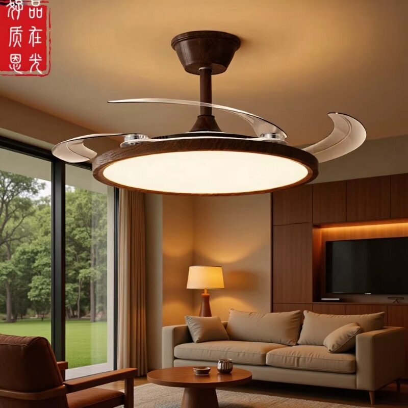Ultra-Thin Invisible Fan Light, Mid-Century Modern Minimalist Style, Dining Room Bedroom Fan Ceiling Light, Silent Zhongshan Lighting Fixtures