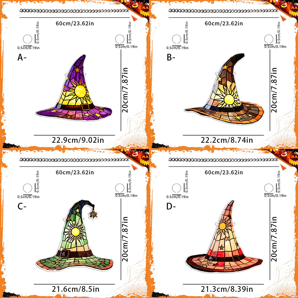 Transfronterizo Halloween bruja calabaza sombrero 2D acrílico disco colgante decoración navideña ventanas porche colgante listado