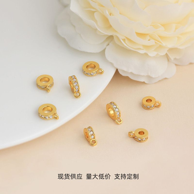 High Color-Retention Zircon-Inlaid Three-Way Round Spacer Bead Pendant Plated with 18K Real Gold DIY Bracelet Necklace Pendant Accessories High Color-Retention Zircon-Inlaid Three-Way Round Spacer Bead Pendant Plated with 18K Real Gold DIY Bracelet Necklace Pendant Accessories