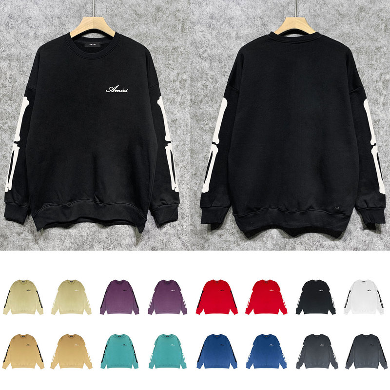 Trendy New Style Skeleton Print Crewneck Sweatshirt, Loose Pullover Terry Sweatshirt, Exclusively for Cross-Border Trade