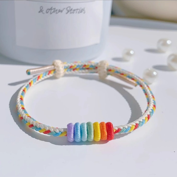 Little Red Riding Book Explosions Color-free Rainbow Rope Good Luck Best Friend Colorful Rope Adult Woven Hand Rope Ins Couple