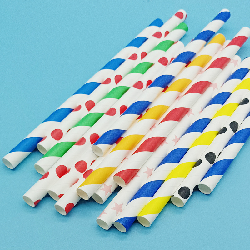 10*197 gran cantidad en stock al por mayor de papel desechable paja audaz gran diámetro leche té paja boca plana degradable